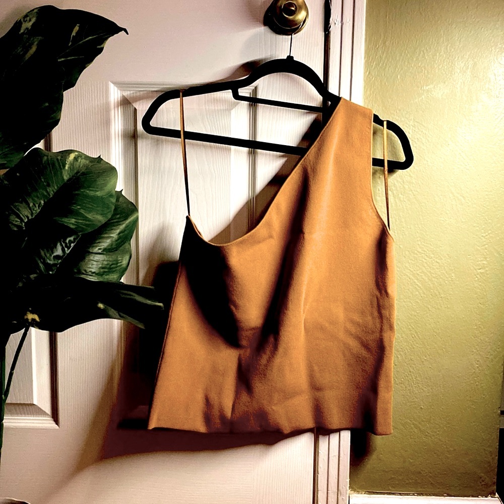 Tan XL One-Shoulder Vince Top